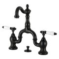 Kingston Brass Bridge Bathroom Faucet with Brass PopUp, Matte Black KS7970BPL